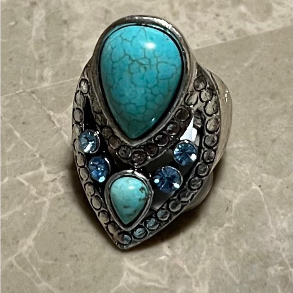 Turquoise and Silver Statement Ring